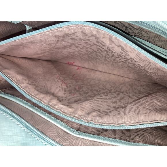 MICHAEL KORS LARGE SAFFIANO BLUE, LIGHT BLUE SHOULDER BAG - Picture 14 of 16